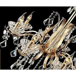 Candelabru de cristal din fier forjat din aur de calitate superioara 6 lumini