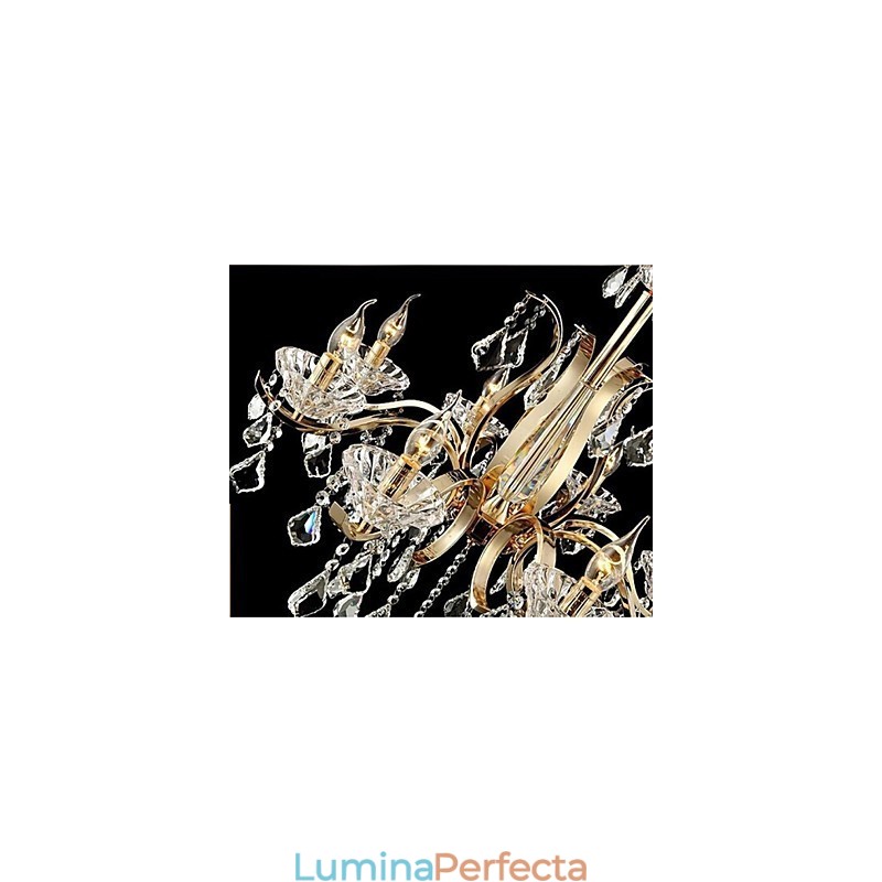 Candelabru de cristal din fier forjat din aur de calitate superioara 6 lumini