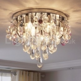 Plafoniere rotunde de lux cu montare încasată de cristal