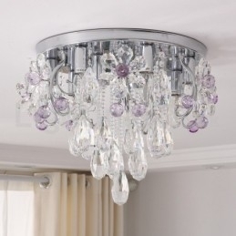 Plafoniere rotunde de lux cu montare încasată de cristal