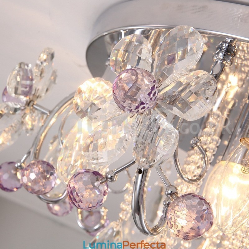 Plafoniere rotunde de lux cu montare încasată de cristal
