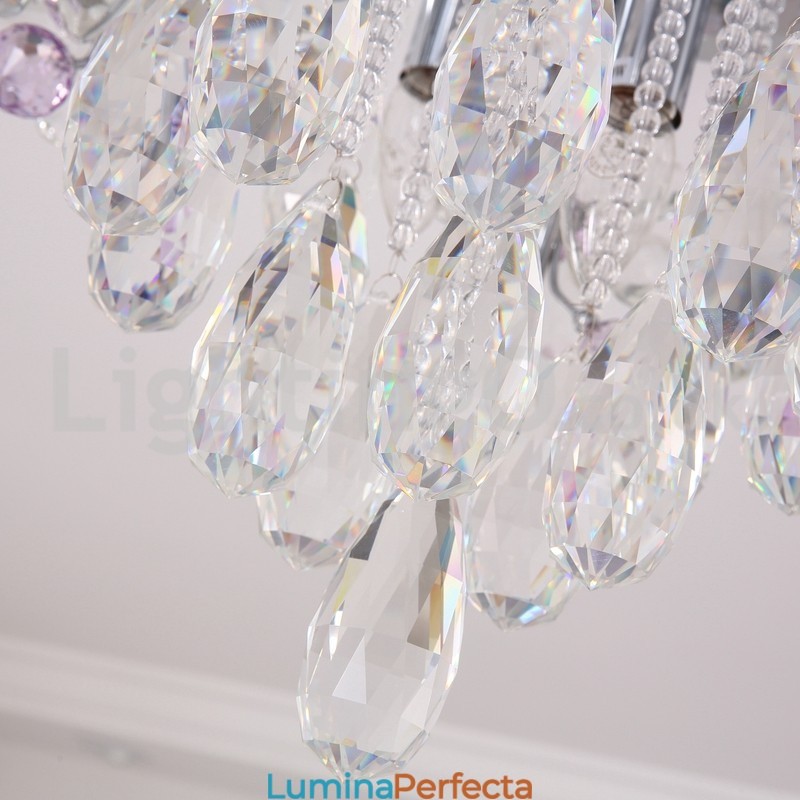 Plafoniere rotunde de lux cu montare încasată de cristal