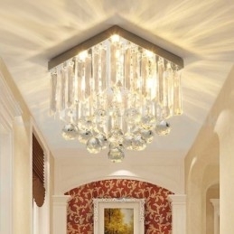 Plafoniere moderne pătrate de cristal cu montare încasată