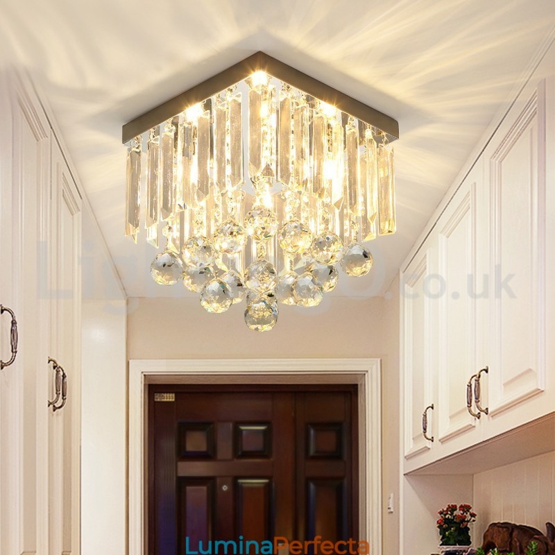 Plafoniere moderne pătrate de cristal cu montare încasată