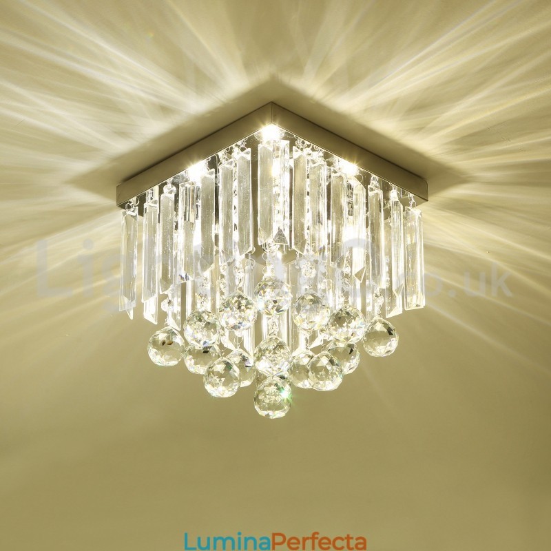Plafoniere moderne pătrate de cristal cu montare încasată