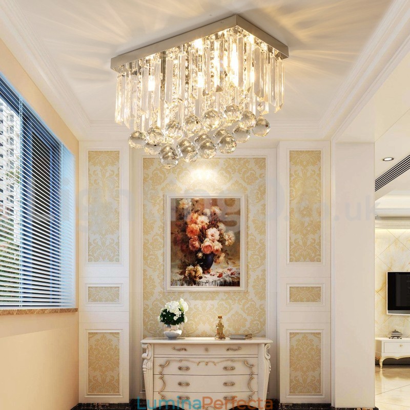 Plafoniere pătrate contemporane de cristal cu montare încasată