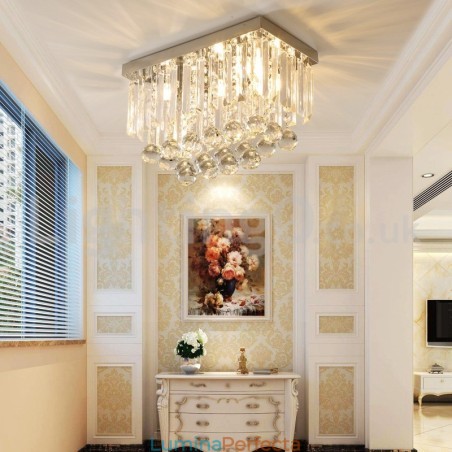 Plafoniere pătrate contemporane de cristal cu montare încasată Plafoniere pătrate contemporane de cristal cu montare încasată