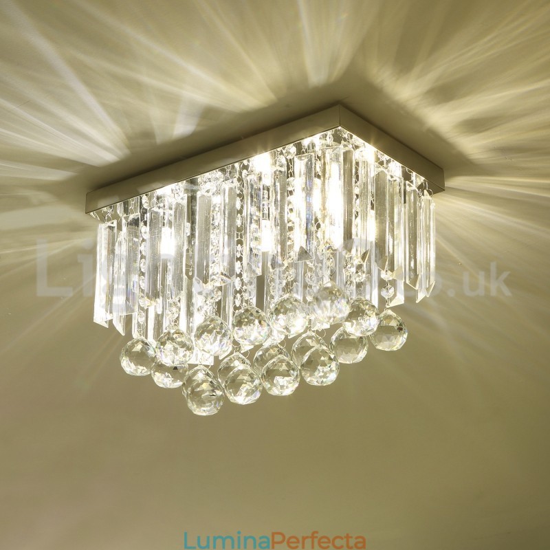 Plafoniere pătrate contemporane de cristal cu montare încasată