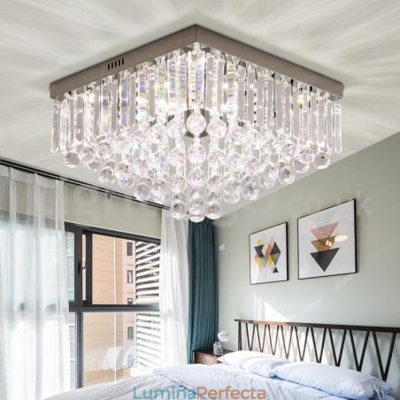 Plafoniere pătrate moderne de 40 cm și 50 cm de cristal cu montare încasată