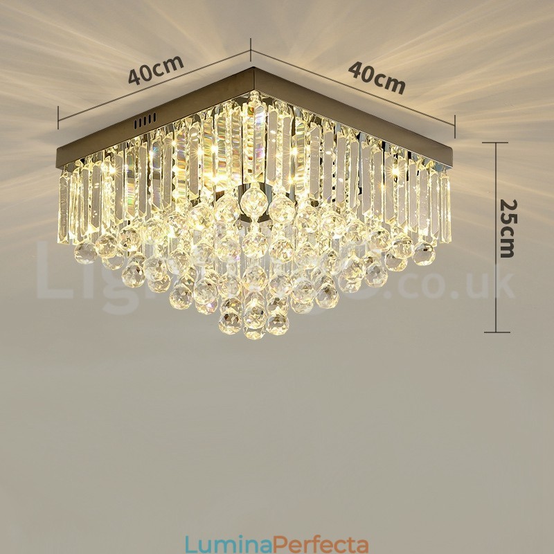 Plafoniere pătrate moderne de 40 cm și 50 cm de cristal cu montare încasată