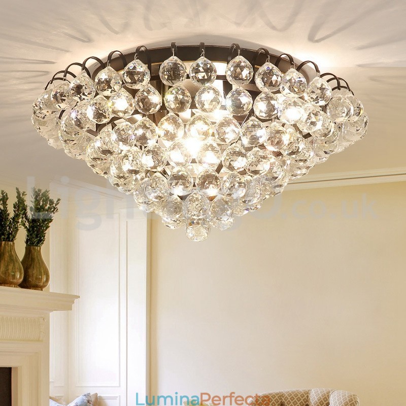 Plafoniere rotunde de cristal, contemporane, 30 cm și 55 cm