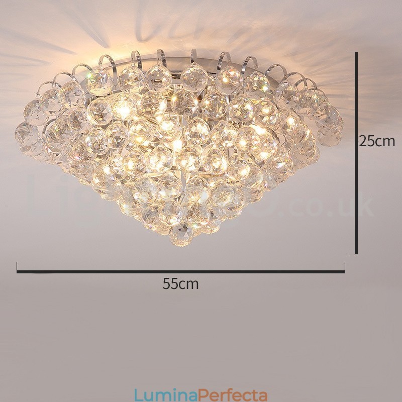 Plafoniere rotunde de cristal, contemporane, 30 cm și 55 cm