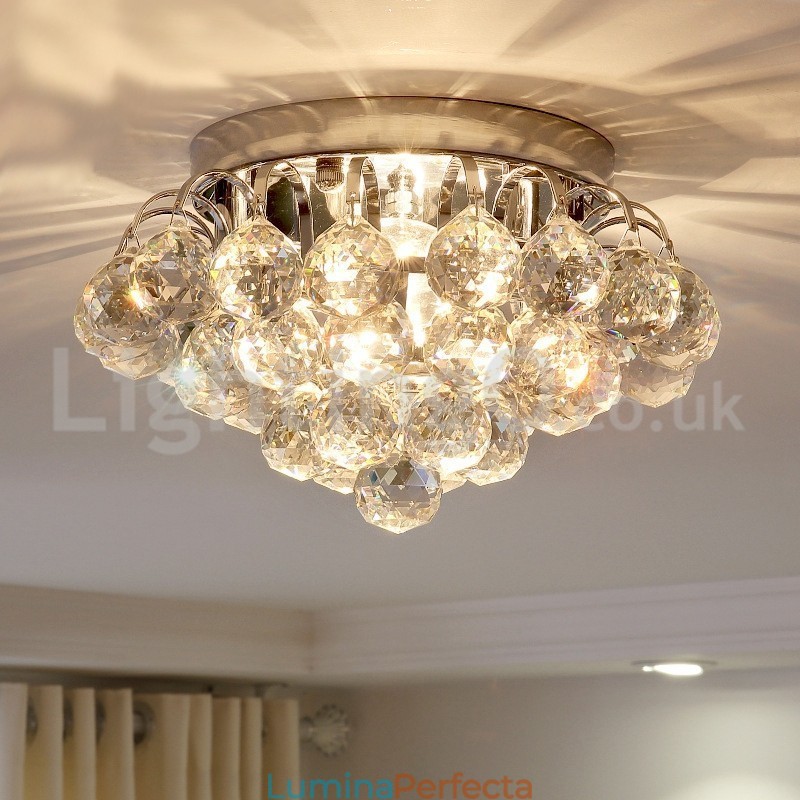 Plafoniere rotunde de cristal, contemporane, 30 cm și 55 cm