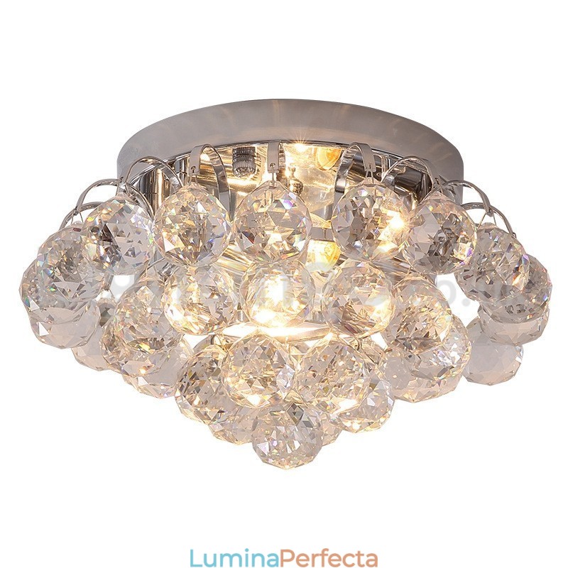 Plafoniere rotunde de cristal, contemporane, 30 cm și 55 cm