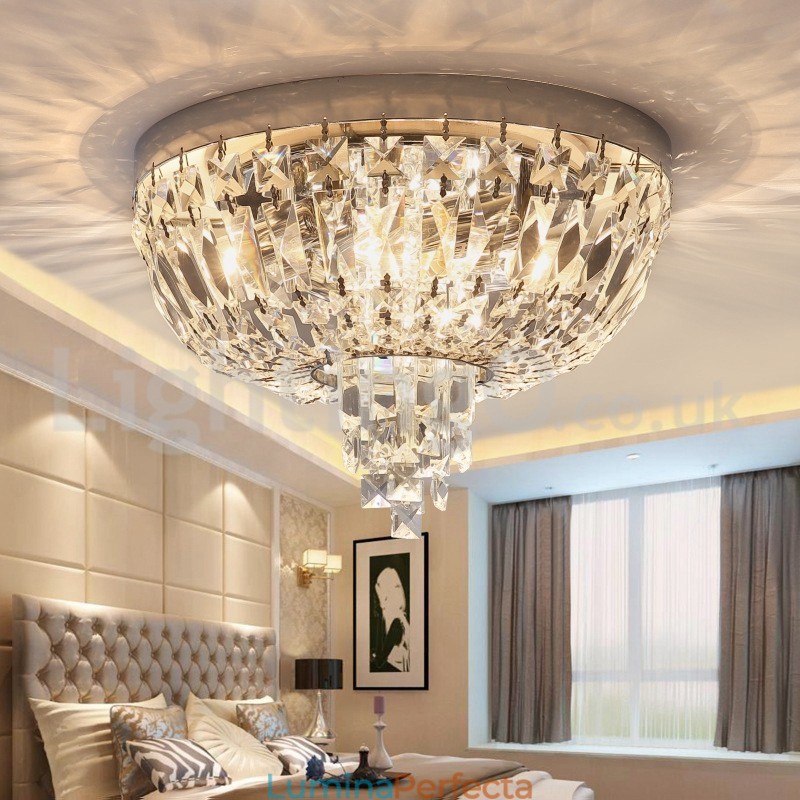 Plafoniere rotunde rafinate de cristal cu montare încastră