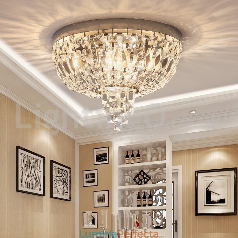 Plafoniere rotunde rafinate de cristal cu montare încastră