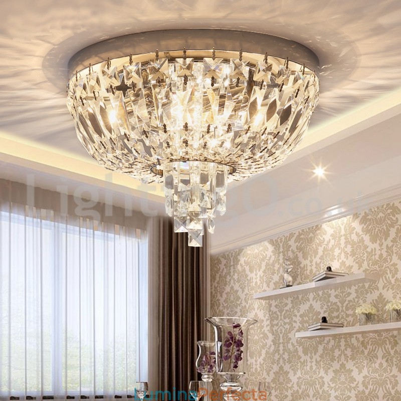 Plafoniere rotunde rafinate de cristal cu montare încastră