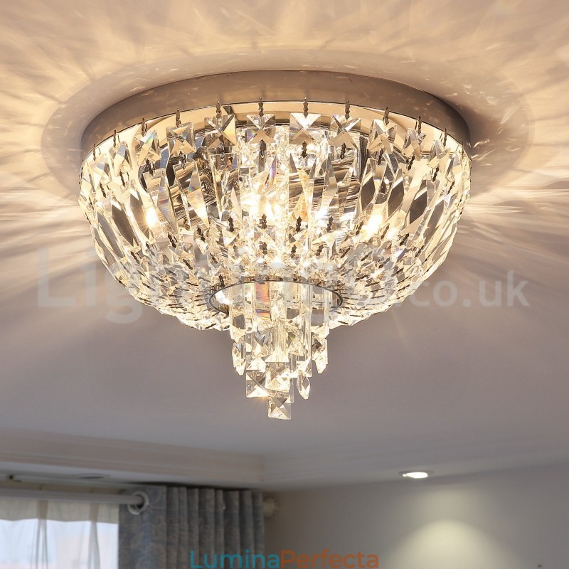 Plafoniere rotunde rafinate de cristal cu montare încastră