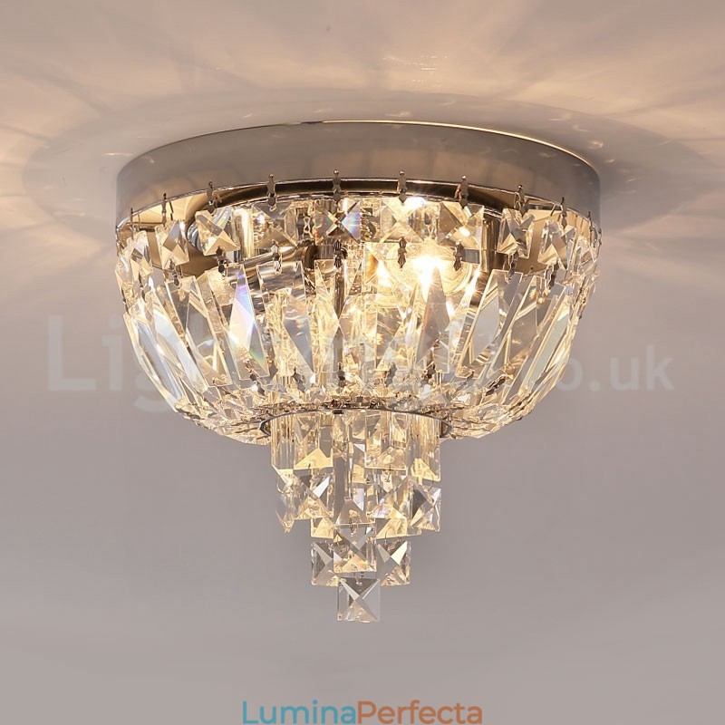 Plafoniere rotunde rafinate de cristal cu montare încastră
