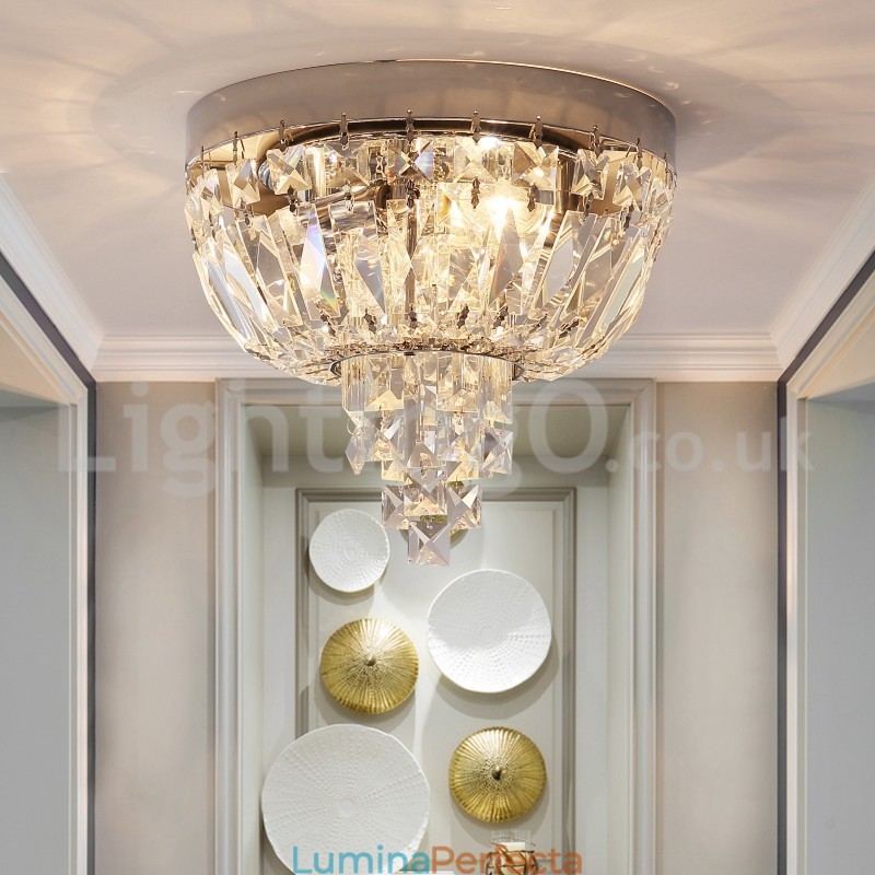 Plafoniere rotunde rafinate de cristal cu montare încastră