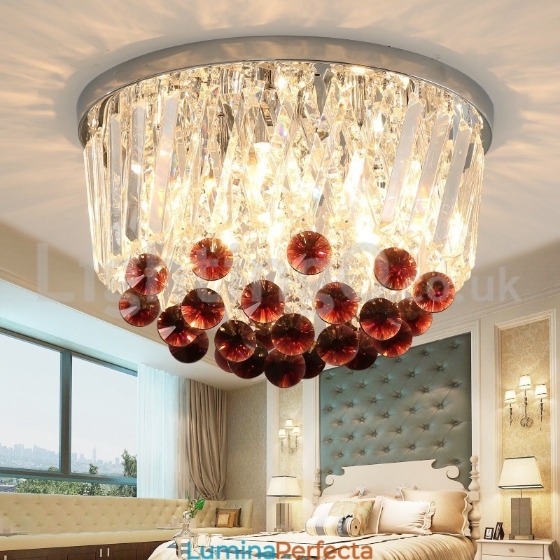 Plafoniere moderne rotunde din cristal cu montaj încastrat