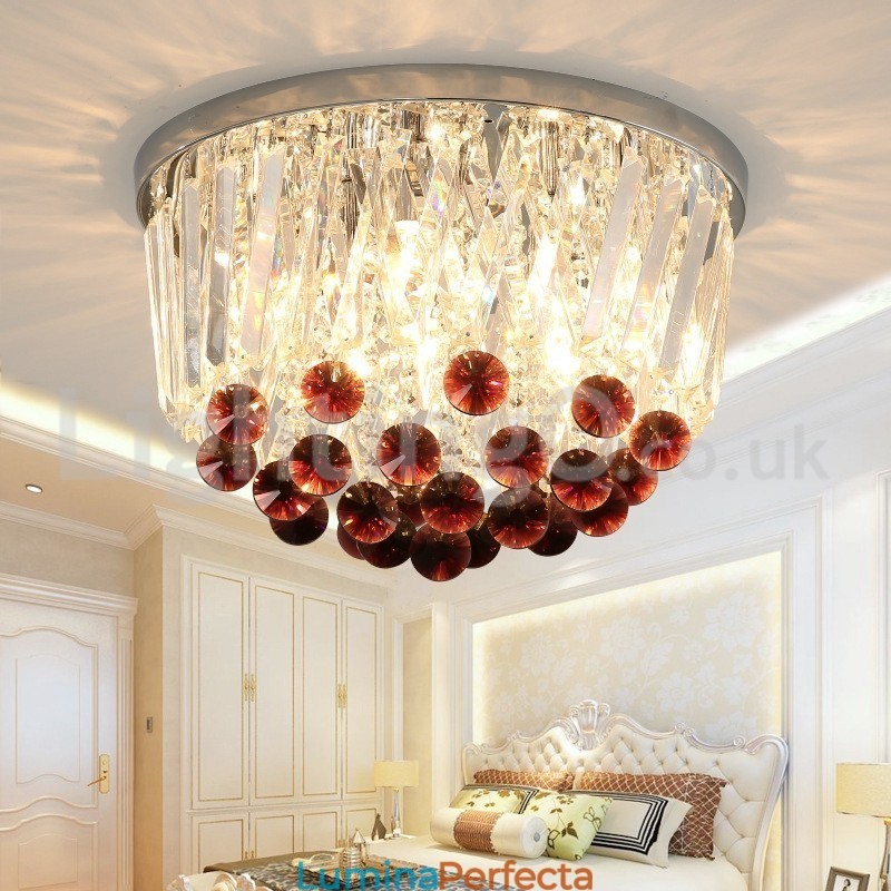 Plafoniere moderne rotunde din cristal cu montaj încastrat