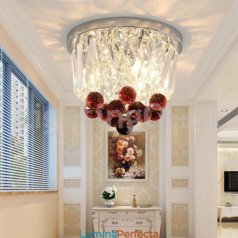 Plafoniere moderne rotunde din cristal cu montaj încastrat