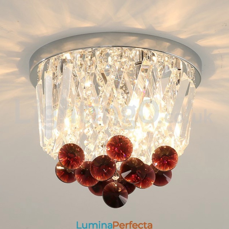 Plafoniere moderne rotunde din cristal cu montaj încastrat