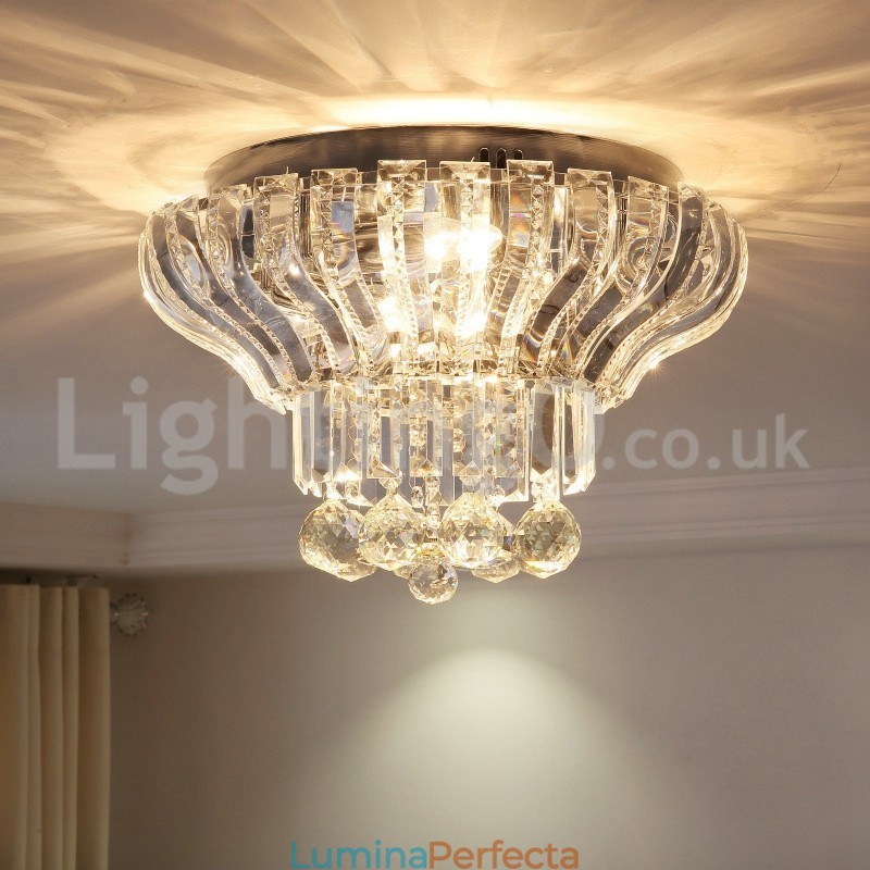 Plafoniere rotunde, moderne, moderne, de cristal, 38 cm și 57 cm