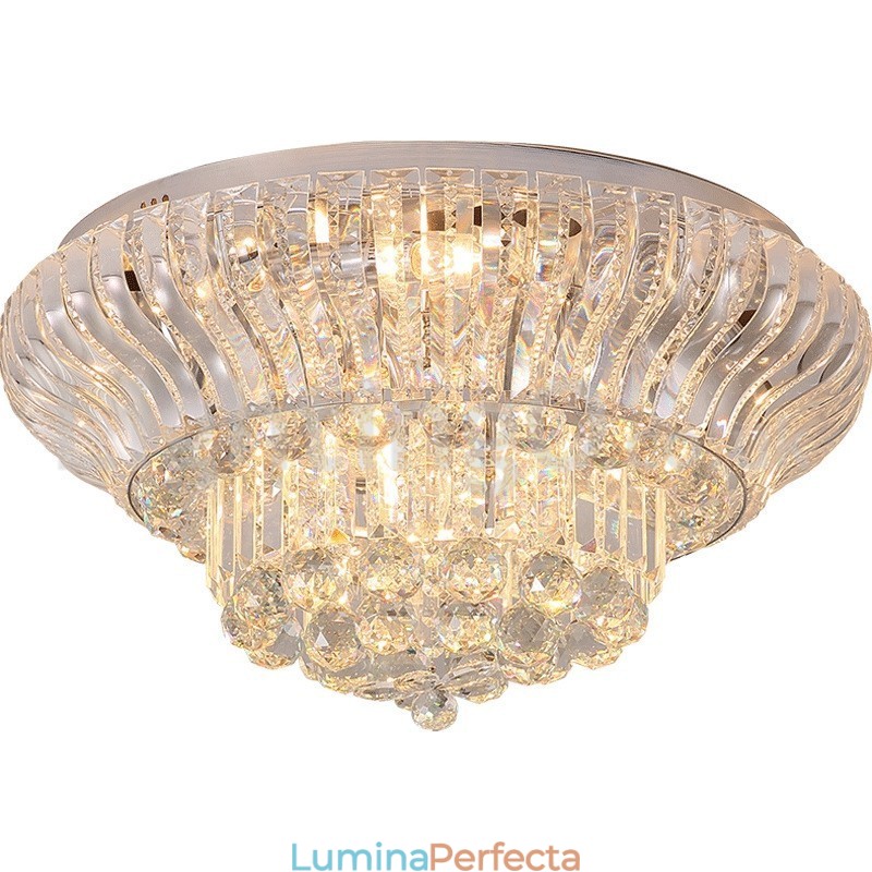 Plafoniere rotunde, moderne, moderne, de cristal, 38 cm și 57 cm