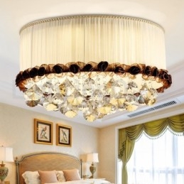 Plafoniere din cristal, rotunde, moderne, moderne, de 50 cm, abajur din material textil