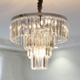 Lumină suspendată din cristal, elegantă, ieftină, modernă, rotundă, cu 4 niveluri