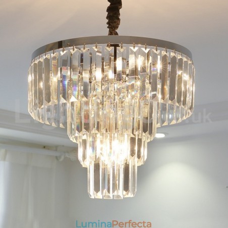 Lumină suspendată din cristal, elegantă, ieftină, modernă, rotundă, cu 4 niveluri Lumină suspendată din cristal, elegantă, ieftină, modernă, rotundă, cu 4 niveluri
