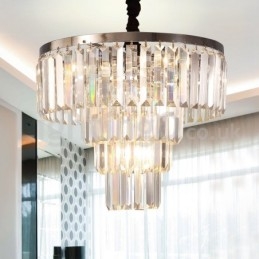 Lumină suspendată din cristal, elegantă, ieftină, modernă, rotundă, cu 4 niveluri