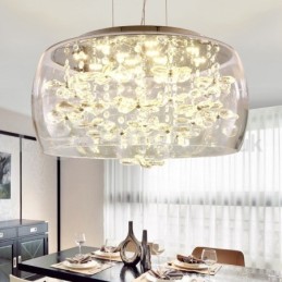 Abajur modern, rotund, din sticlă transparentă, de 40 cm și 50 cm