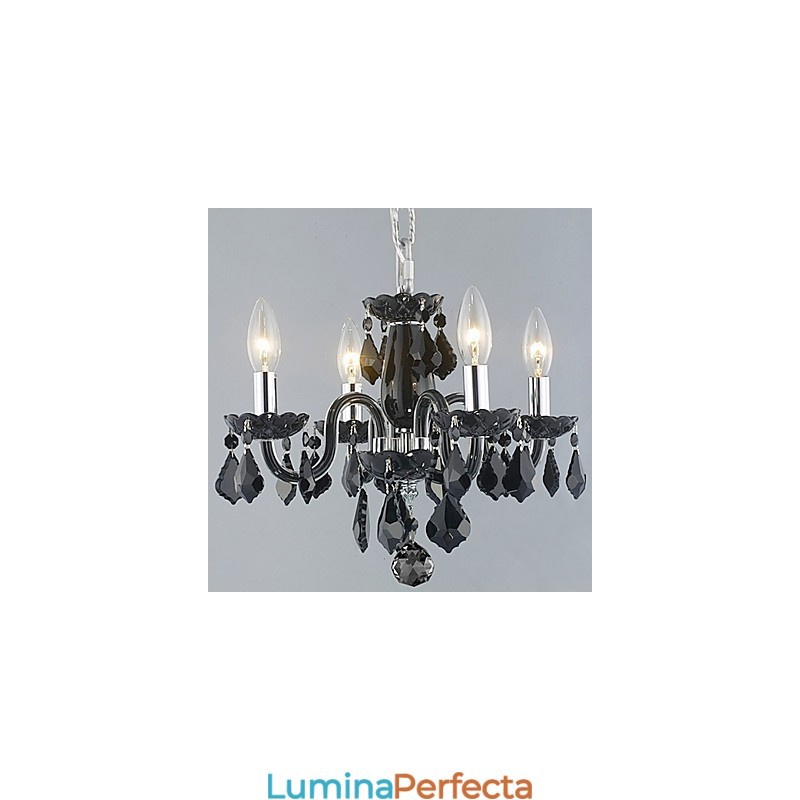 Lumânare Candelabru de cristal cu 4 lumini în negru