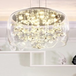 Abajur modern, rotund, din sticlă transparentă, de 40 cm și 50 cm