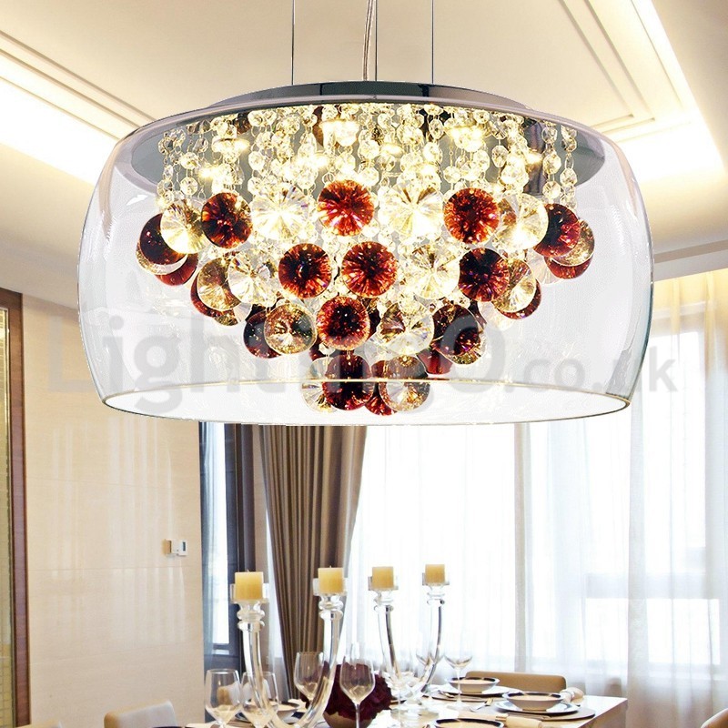 Abajur modern, rotund, din sticlă transparentă, de 40 cm și 50 cm