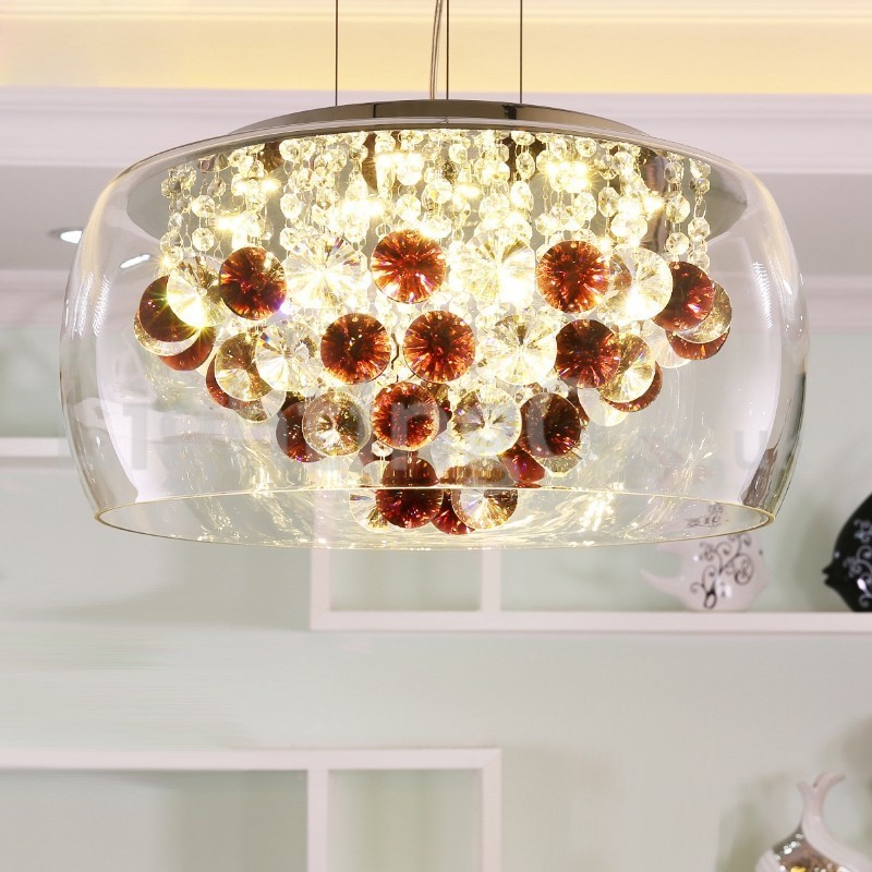 Abajur modern, rotund, din sticlă transparentă, de 40 cm și 50 cm