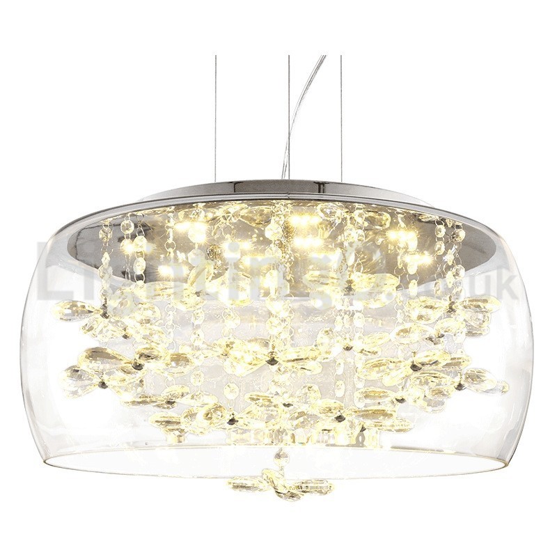 Abajur modern, rotund, din sticlă transparentă, de 40 cm și 50 cm