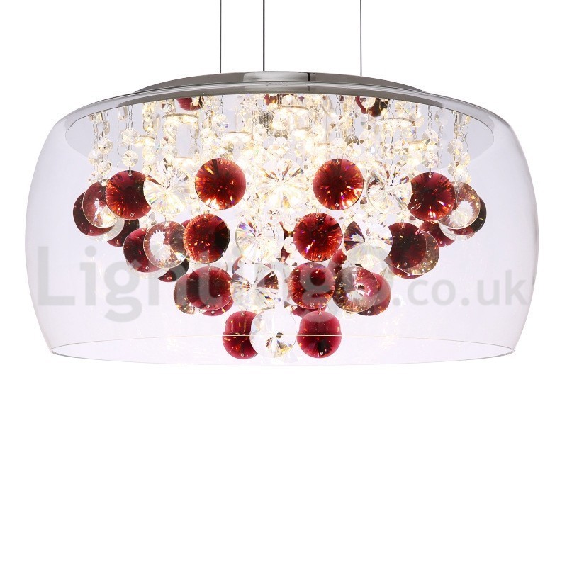 Abajur modern, rotund, din sticlă transparentă, de 40 cm și 50 cm