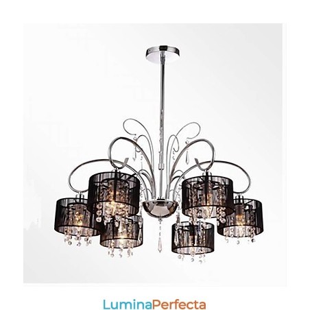 Candelabru contemporan modern din metal cromat din cristal Candelabru contemporan modern din metal cromat din cristal