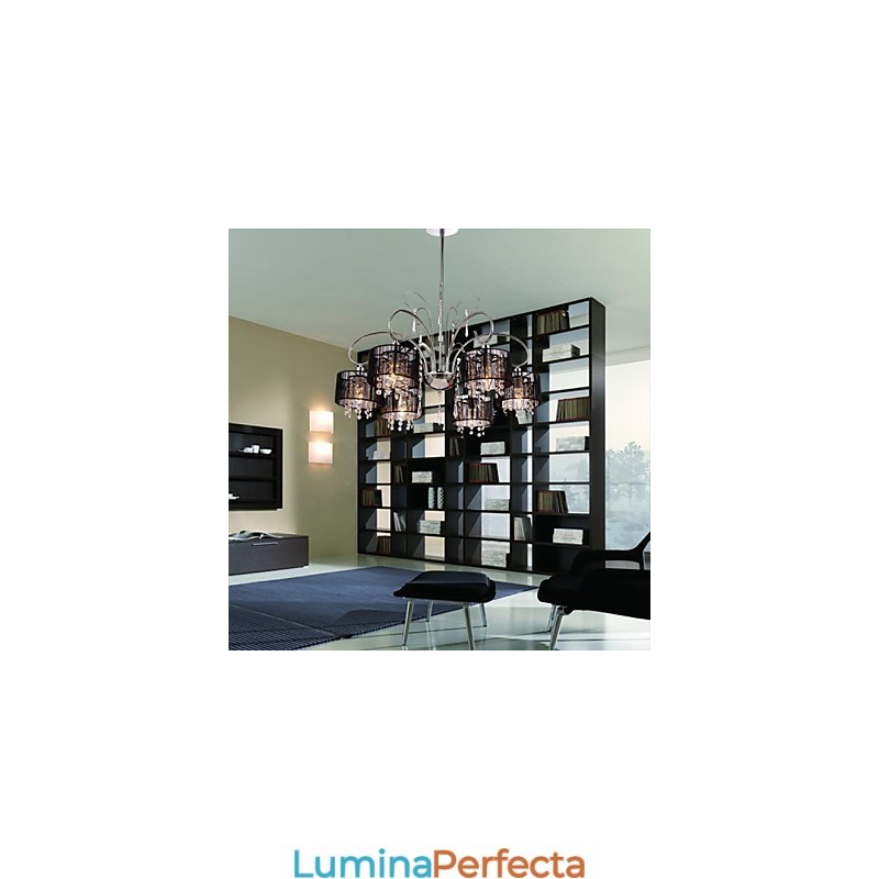 Candelabru contemporan modern din metal cromat din cristal