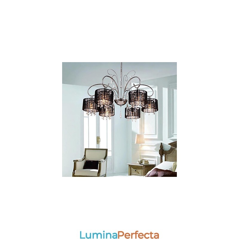 Candelabru contemporan modern din metal cromat din cristal