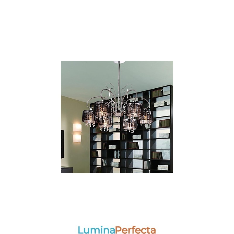 Candelabru contemporan modern din metal cromat din cristal