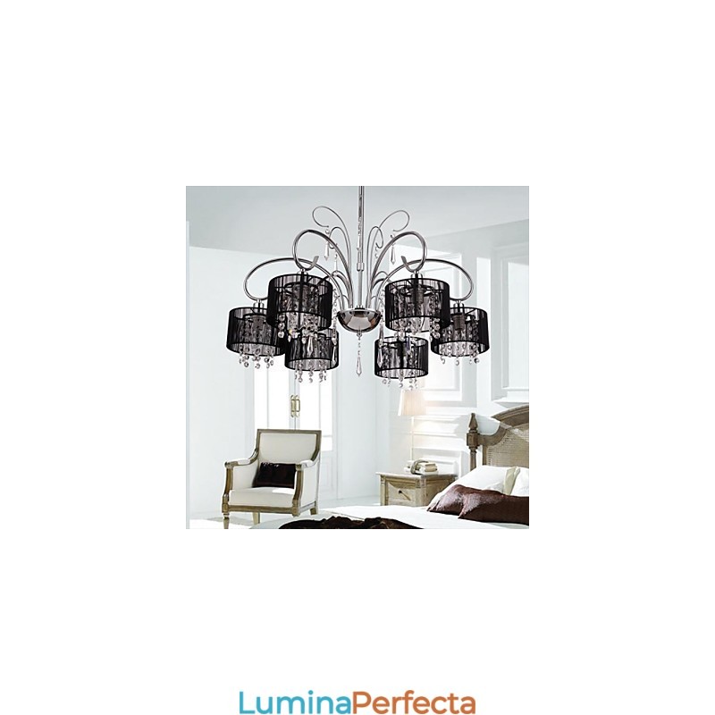 Candelabru contemporan modern din metal cromat din cristal