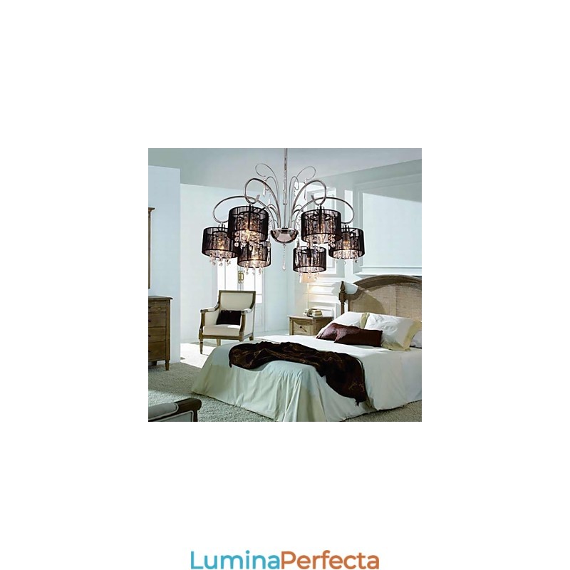 Candelabru contemporan modern din metal cromat din cristal
