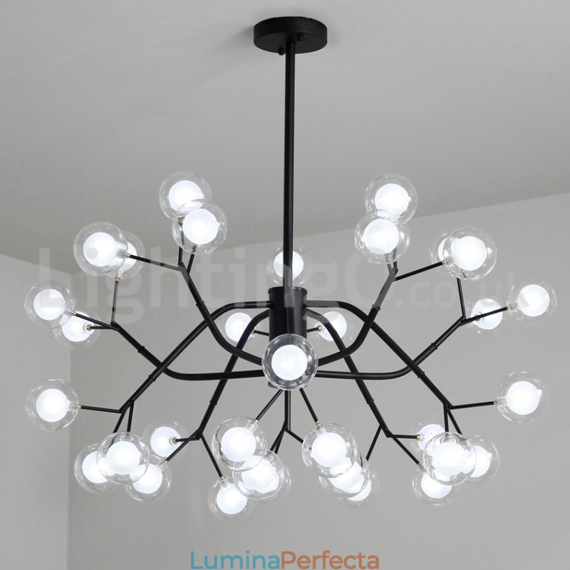 Candelabru cu fasole magică în stil nordic Candelabru mic cu bile din sticlă transparentă, transparentă