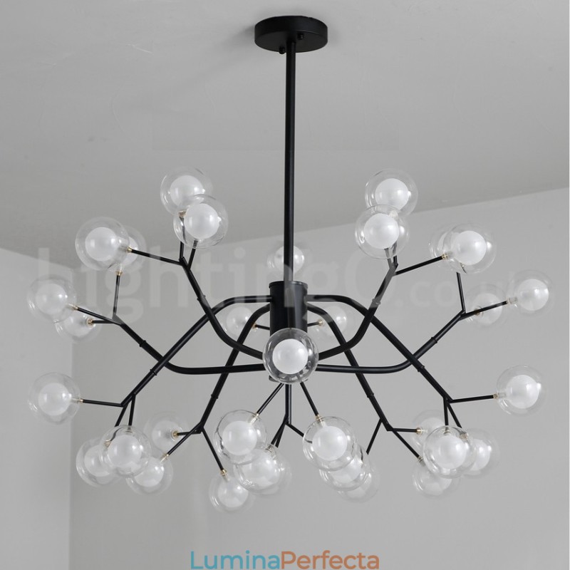 Candelabru cu fasole magică în stil nordic Candelabru mic cu bile din sticlă transparentă, transparentă