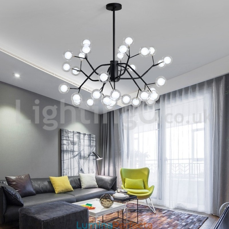 Candelabru cu fasole magică în stil nordic Candelabru mic cu bile din sticlă transparentă, transparentă